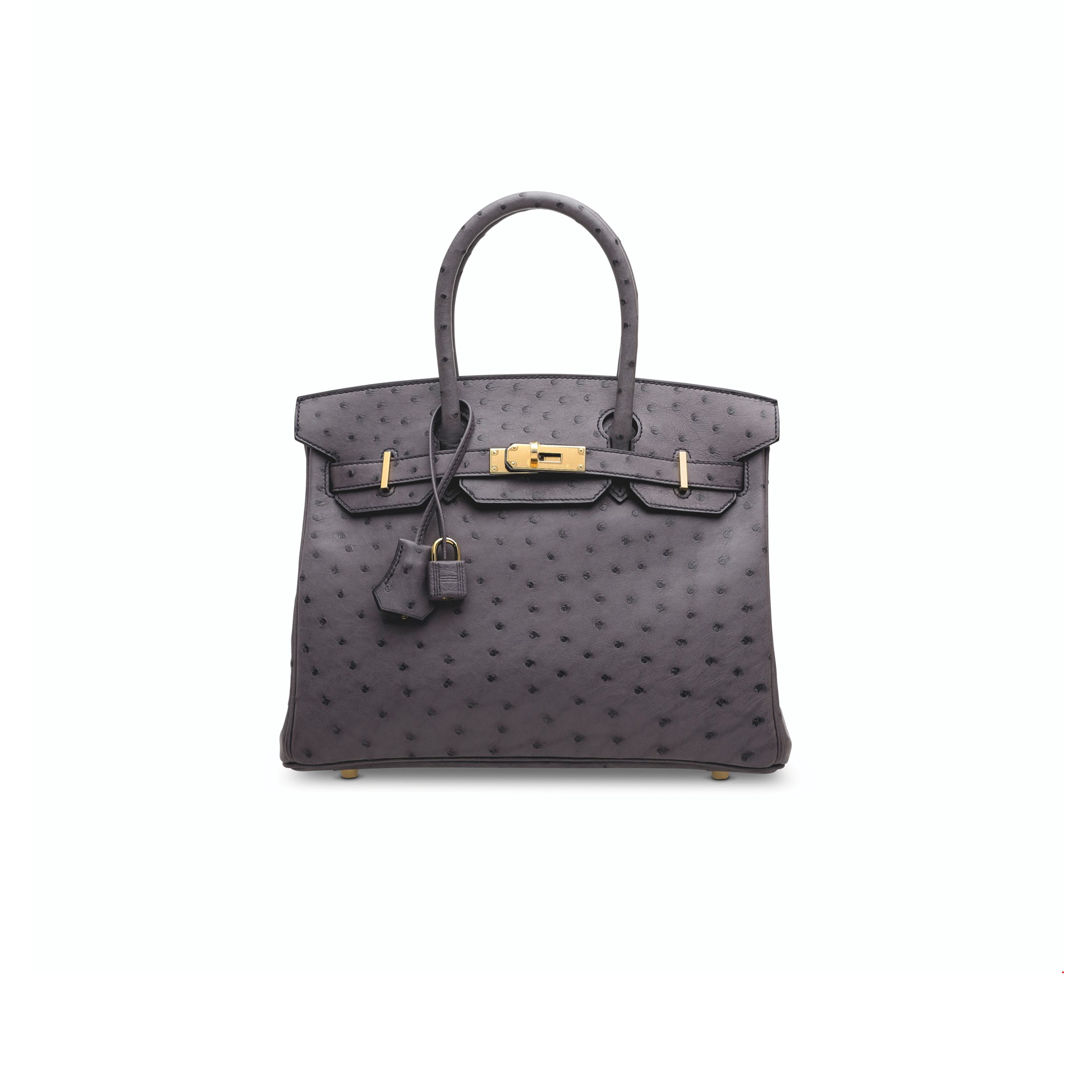 H**mes master birkin 30 ostrich leather pewter grey gold buckle h041933ck79 (30*22*16cm)